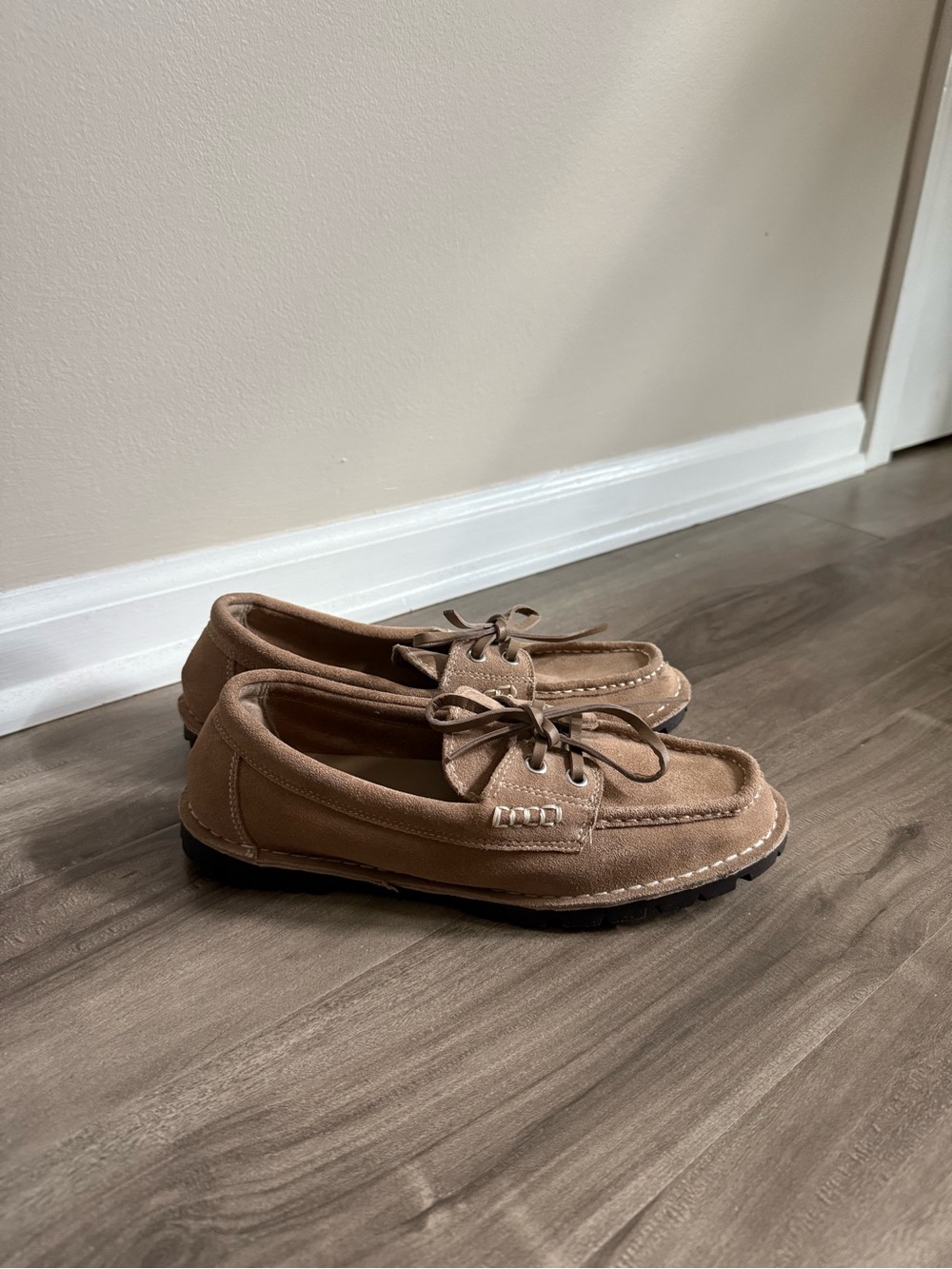 Zara Split Suede Deck Loafers Brown EU 38